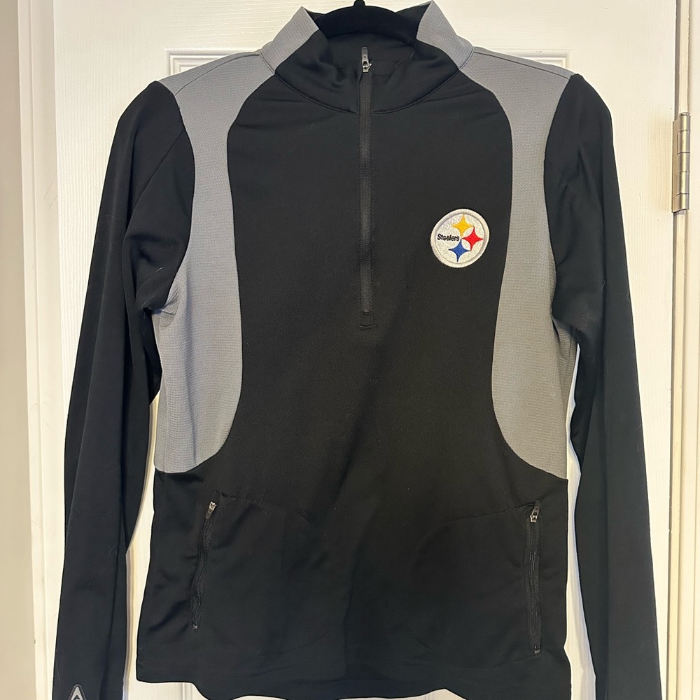 Steelers Black and Gray Quarter-Zip Pullover